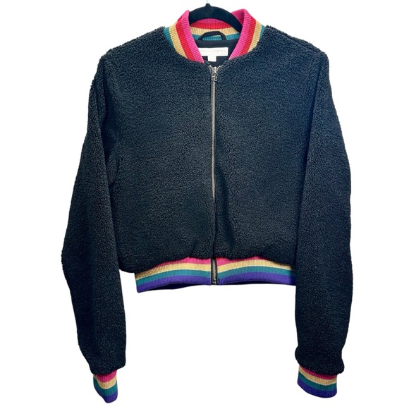 Spiritual Gangster Everything SG Furry Bomber Jacket, Vintage Black Loved - Picture 4 of 15